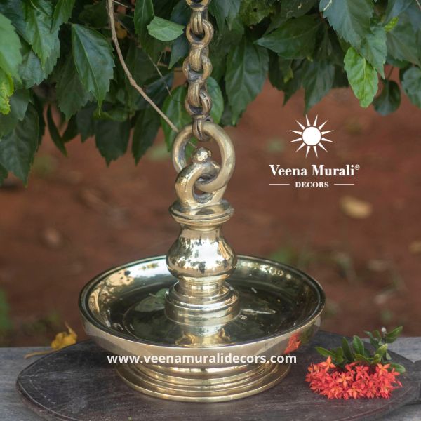 Temple Hanging Lamp 10 inch – Durable Brass Oil Lamp for Rituals and ...